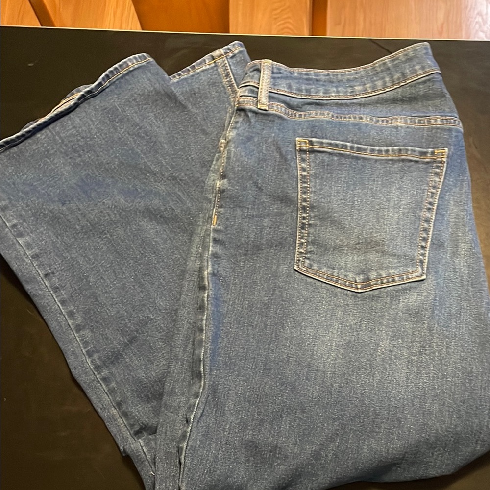 Women’s old Navy High Rise wow Wide Leg short Blue Denim Jeans size 14 36w 28l